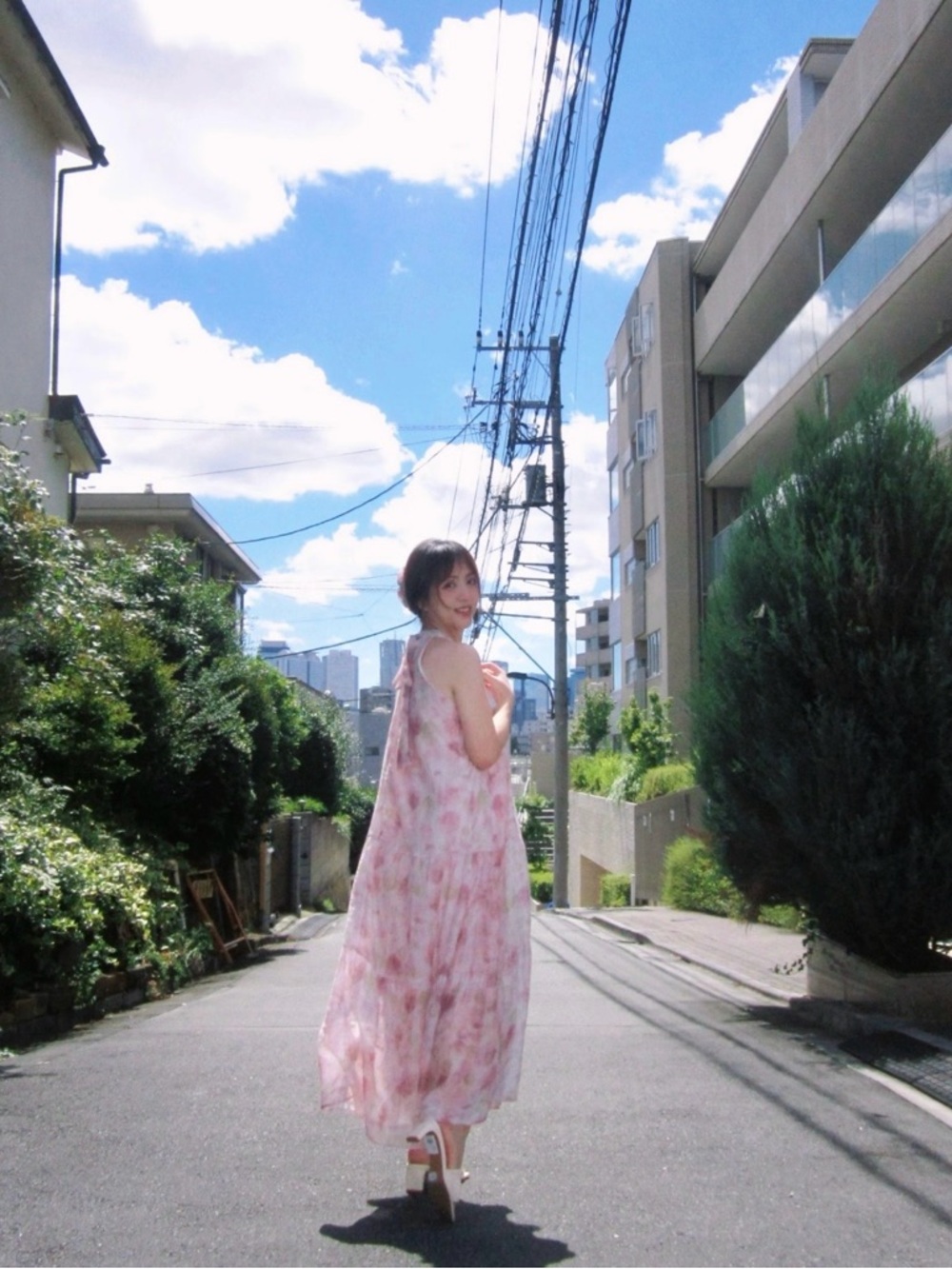 Water-colour Floral Halter Tiered Maxi Dress - Pastel Pink - Picture 6 of 12